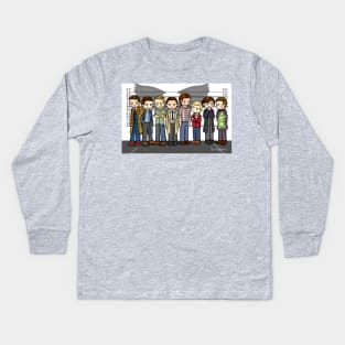 SuperWhoLock Lineup Kids Long Sleeve T-Shirt